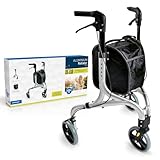 Weinberger Aluminium Rollator mit 3 Rädern, klappbar, mit abnehmbarer Tasche, schmal, leicht und wendig, stabil,...