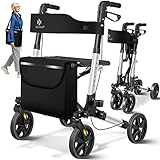 KESSER Rollator Aluminium Set, Leichtgewicht-Reiserollator mit Vollausstattung, 3-fach faltbar für Kofferraum...