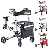 Arebos Leichtgewicht Rollator Aluminium | Reiserollator 6-fach höhenverstellbar | Faltbar | Inkl.Stockhalter und...